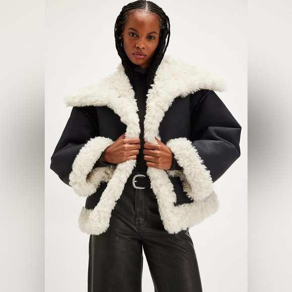 Free People Kiki Sherpa Jacket– Black (Size M) - Picture 1 of 16